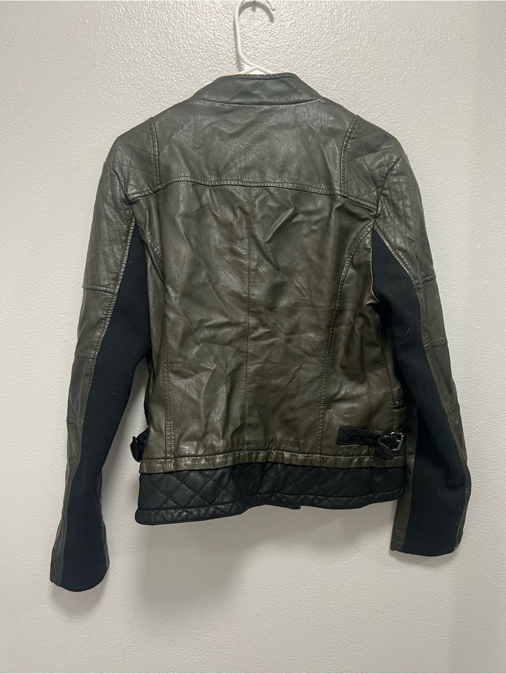 GUESS Women's very dark Olive Green vegan Leather Moto Jacket - Picture 5 of 5
